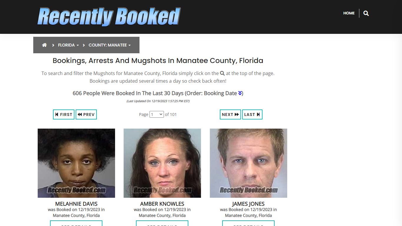 Recent bookings, Arrests, Mugshots in Manatee County, Florida